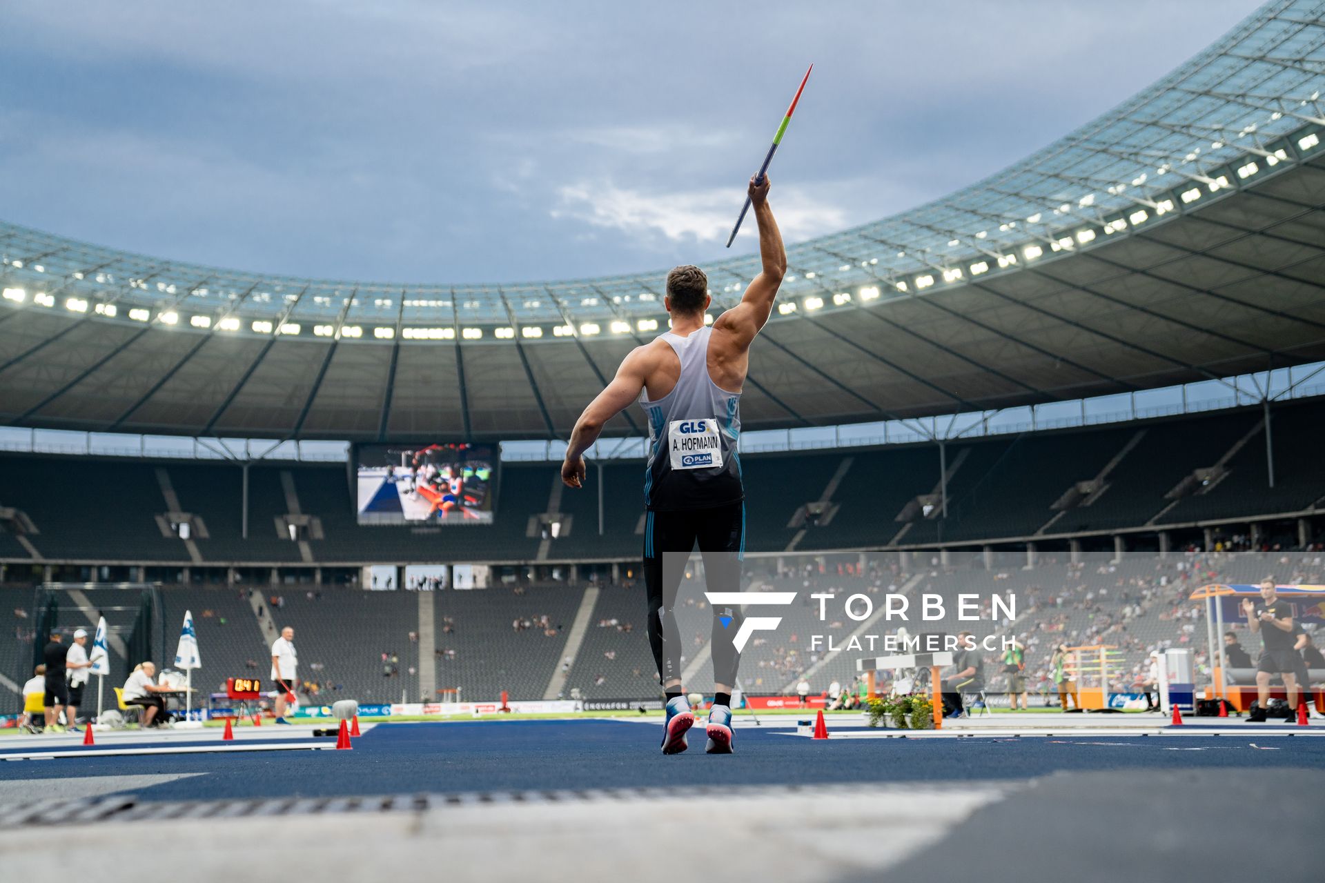 Andreas Hofmann (MTG Mannheim) beim Speerwurf waehrend der deutschen Leichtathletik-Meisterschaften im Olympiastadion am 25.06.2022 in Berlin